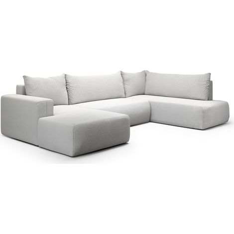 U-Sofa 5-sitzig umbaubar Truhe Bliss Hellgrau