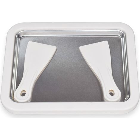 Plateau glace roulée instantané blanc, machine crème glacée DIY avec 2 spatules pour yaourt milkshake sorbet (1/5)