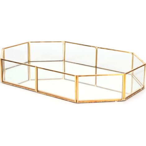 Plateau de rangement en verre pour bijoux et desserts, décoration de mariage, plateau organisateur 31x21x5cm