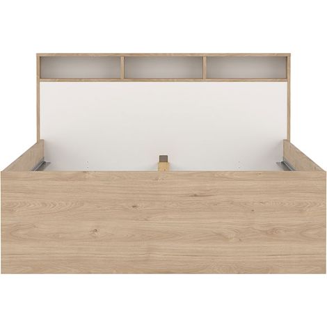 Ikast Bett 140x200cm, 2 Schubladen, 3 Ablagen Eichen-Dekor, weiß. (1/5)