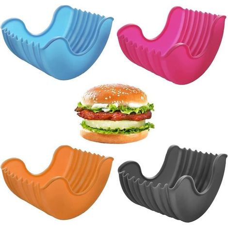 4 Pcs Hamburger Silicone Burger Boîte Fixe Revêtement Antiadhésif Barbecue Hamburger Forme Hamburger Hygiénique Silicone (1/4)