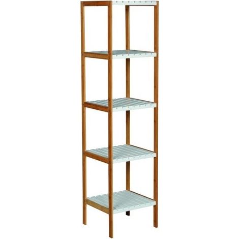 Etagère 5 Niveaux Bambou & MDF Blanc MSV