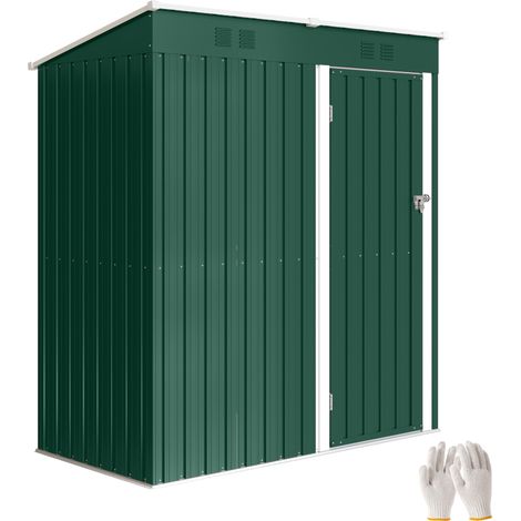 Outsunny cobertizo de jardín exterior 1,37 m² 163x90x179 cm, con puerta con pestillo y ranuras de ventilación, para almacenaje de herramientas, verde