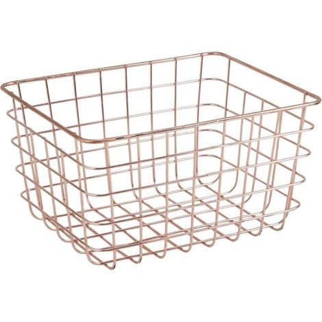 Corbeille de rangement en métal cuivré 24 x 19 x 13 cm