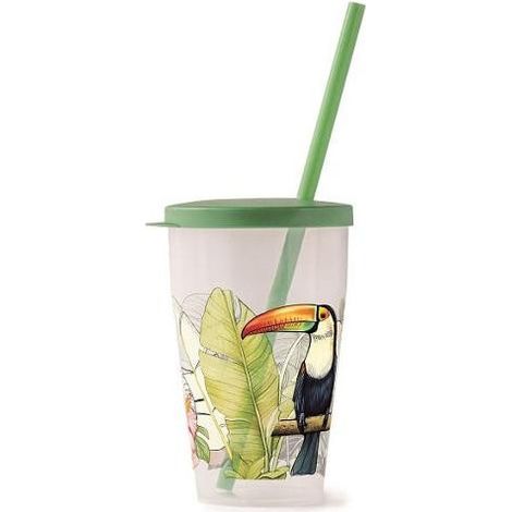 Snips Trinkbecher mit Strohhalm Tukan Grün 500 ml