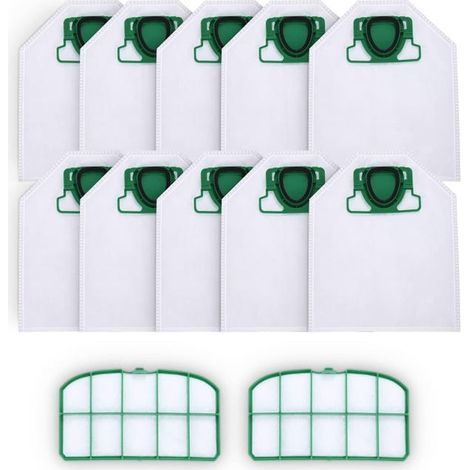 Set mit 10 Beuteln für den Vorwerk Kobold VK200 FP200 Staubsauger mit 2 HEPA-Filtern, hergestellt aus hochwertiger 5-lagiger Mikrofaser. (1/4)