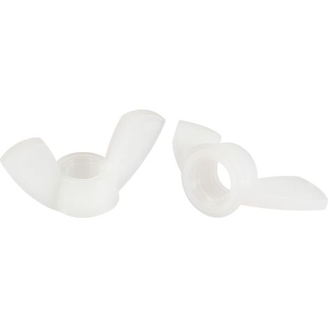 M10 Écrou Papillon Écrous à Oreilles Nylon Main Torsion Serrage Attaches Blanc 8pcs (1/5)