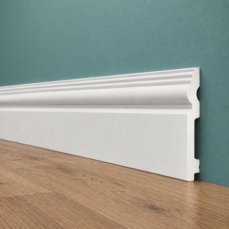 Battiscopa RESISTO in polimeri extracompatti mod. SFORZESCO Bianco mis. 140x15mm (prezzo al metro)