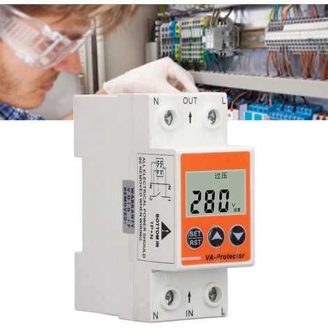 Einphasiger Überspannungs- und Unterspannungsschutz mit automatischer Rückstellung auf DIN-Schiene AC110-240V 180A, Überspannungs- und Unterspannungsschutz für den Hausgebrauch mit automatischer verzö (1/5)