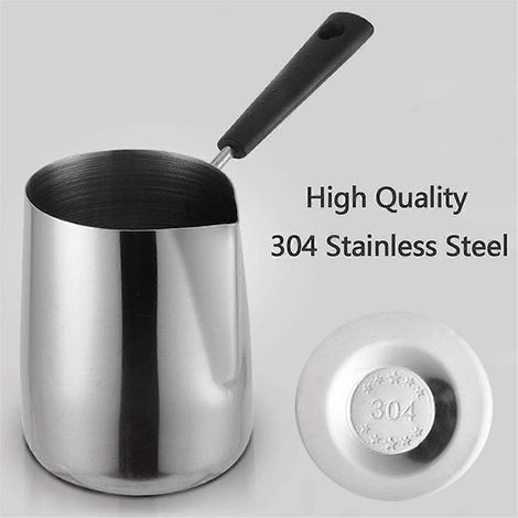 Pot à beurre et à café en acier inoxydable, pot à lait avec bec verseur (350 ml) (1/5)