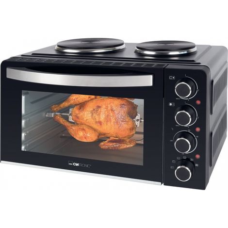 Clatronic KK3786 Kombi-Backofen schwarz 28L mit Kochplatten