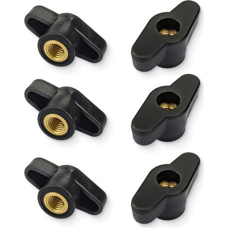 6 Pièces, Ecrou Droit, Bouton de Serrage à Filetage Moleté M8, Noir, Laiton, Plastique, Tête Droite, Pour Mécaniques, Mobilier, Équipements Électroniques (1/5)