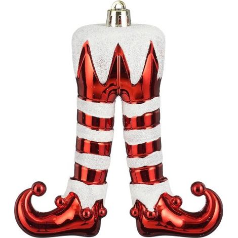 DECORAZIONE NATALIZIA GAMBE DI ELFO ROSSE 11X3,5X13CM EDELMAN