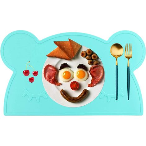 Weihnachtliche Tischsets für Kinder, niedliche, rutschfeste Silikon-Tischsets, abwaschbar, für den Esstisch