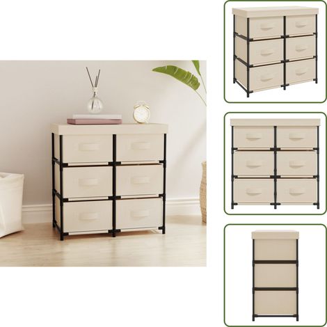 Armoire de rangement avec 6 tiroirs 55x29x55 cm Crème Acier - Meuble De Rangement - Armoire De Rangement - Commode - Unité De Rangement - Tiroir (1/5)