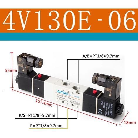 (4V130E-06-AC220V) Électrovanne pneumatique de qualité supérieure, commande directionnelle, vanne magnétique (1/5)