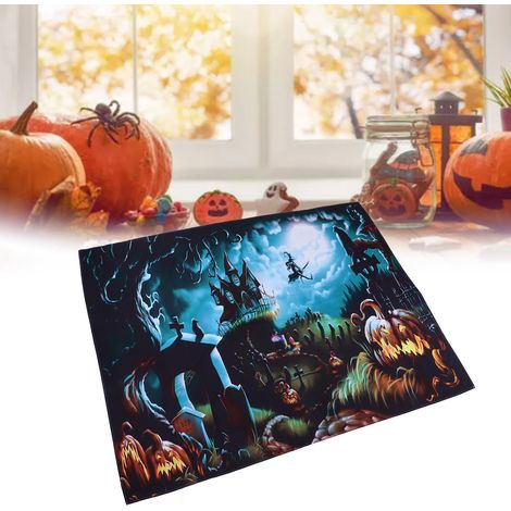 Halloween-Fotohintergrund, gruselige Vollmondnacht, unheimlicher Friedhof, Kürbislaterne, Geburtstagsdekoration, 150 x 150 cm (1/5)