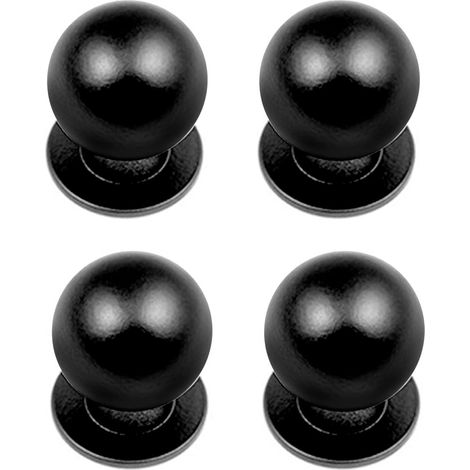 Lot de 4 boutons de boule en laiton noir – Poignée pour tiroirs et meubles (1/4)
