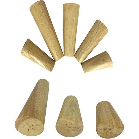 Un ensemble de 4 pieds de meubles droits en bois, pieds de canapé fuselés, pieds d'armoire en bois massif naturel, avec plaque de montage et vis, adaptés aux canapés, tables et chaises, 10 cm. (1/5)