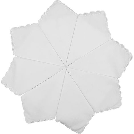 Set mit 8 Taschentüchern (28 x 29 cm), Baumwolle, Halbmond, ganz weiß