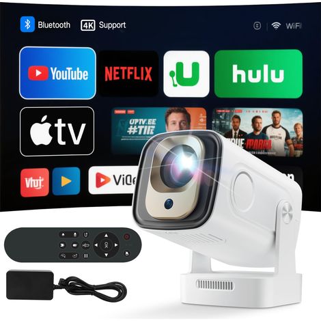 Mini Projecteur 4K Videoprojecteur Portable Projecteur Video WiFi 6 Android 11,1080P Full HD Supporté pour TÉLÉPhone/PC/Lap/Stick, HDMI Home Cinéma 180° Rotation (1/5)
