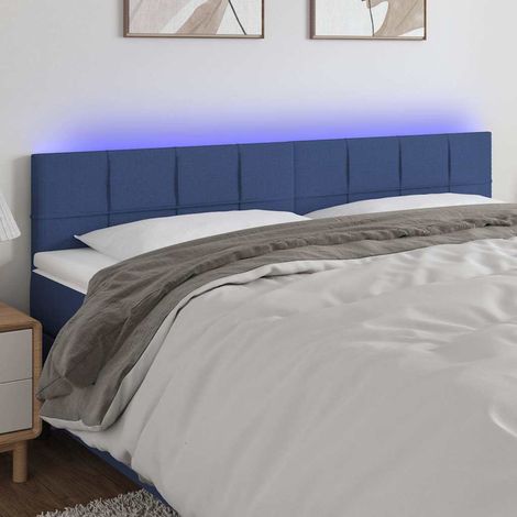 vidaXL Cabecero con LED de tela azul 160x5x78/88 cm (1/5)