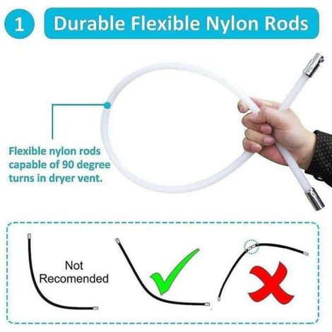 Kit de ramonage 3,6m, Brosse nylon 100mm, 9 tiges flexibles, Acier inoxydable, Pour cheminée et conduit (1/4)