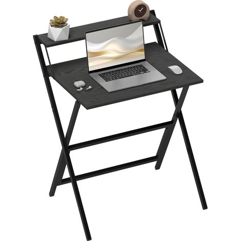 HOMCOM 70 cm Folding Computer Desk for Small Spaces Bedroom, Black (1/5)