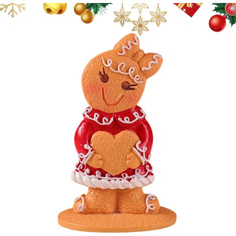 Figurines en Pain D'épice Décorations De Table De Noël, Bonhomme en Pain D'épice en Résine Décor de Centre de Table de Noë, Ornement en D'épice Poupée pour Maison La Cheminée Hiver Présentoir (1/5)