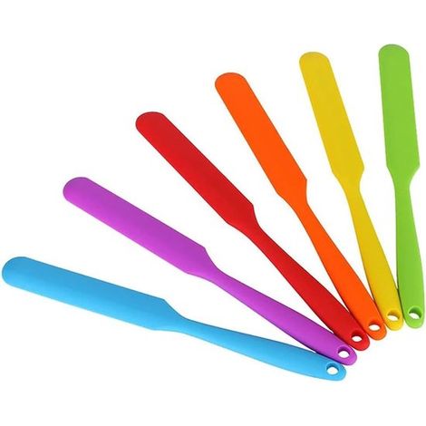 Spatule à dessert - 6 pièces - Spatules en silicone - Raclette - Spatule de pâtisserie - Ustensiles de cuisine - Antiadhésifs - Pour gâteaux, crèmes, beurres, pâtisseries et desserts - 242.4 cm - Bleu (1/5)