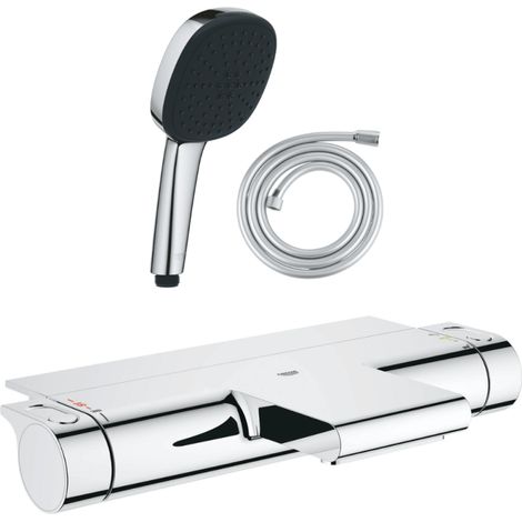 Pack mitigeur bain thermostatique GROHE Grohtherm 2000 + Douchette 2 jets Vitalio Comfort 110 + Flexible