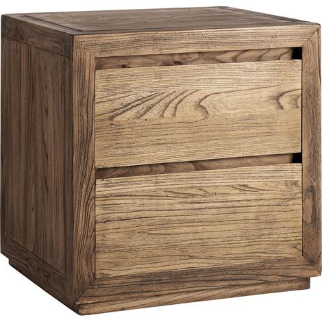Table de chevet contemporaine en bois d'orme finition marron - Marron bois d'orme marbré (1/5)
