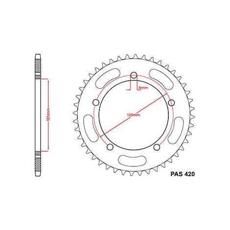 Couronne compatible avec la marque Gilera 50 Eaglet 1998 - 420 - 44 Dents - Similaire JTR2068