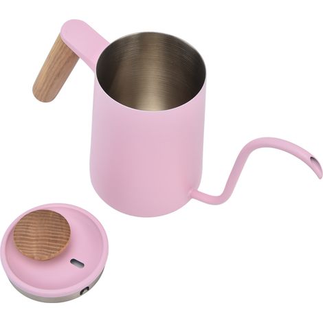 Cafetière à filtre en acier inoxydable avec poignée et bec verseur en col de cygne, rose, 600 ml (1/5)