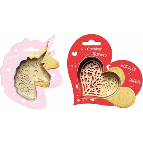 Kit pour biscuit en relief Licorne + Coeur