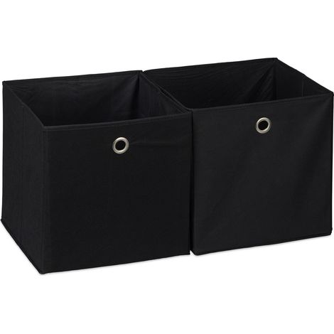 Set of 12 Relaxdays Storage Box, Square, Shelf Storage Basket, Square Bins 30x30x30 cm, Black