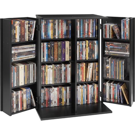 VEVOR DVD-Schrank mit 16 Fächern, Medienaufbewahrungsschrank Standschrank 610 x 368 x 846 mm, Platzsparendes CD-Schrank für CDs DVDs Bücher Spiele-Discs, Wohnzimmer Homeoffice Aufnahmestudio, Schwarz (1/5)
