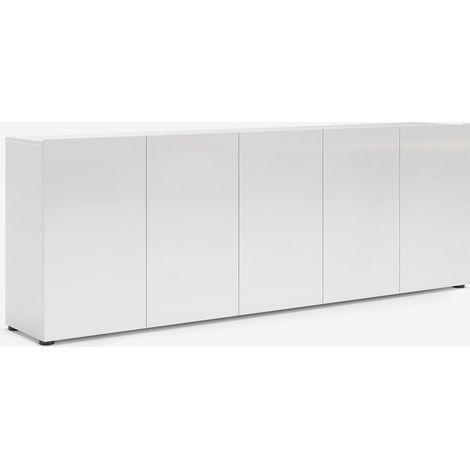 Buffet 5 portes 225x38x79 cm – Structure avec étagères intérieures – Plateau supérieur large – Design contemporain – Levante