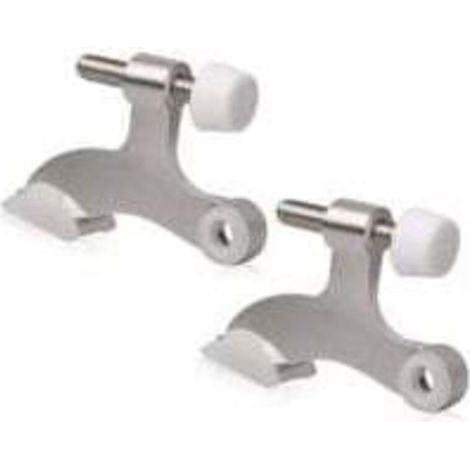 Tope de puerta ajustable y resistente con pasador de bisagra y tapas de goma blancas en los extremos - KZQ