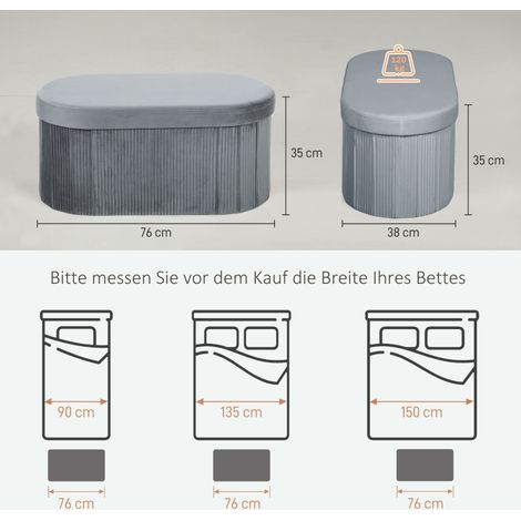 Banc coffre pliable en tissu velouté gris anthracite, rangement pratique pour entrée ou séjour, dimensions 76x38x35 cm, assise gain de place. (1/5)
