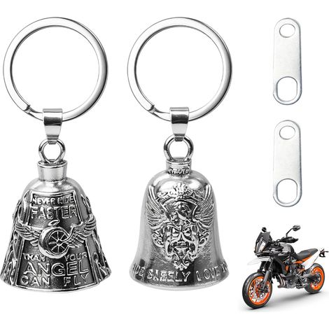 2pcs Motorcycle Bells Lucky Bell Motorcycle Stainless Steel Motorcycle Bell with Key Ring for Men Husbands Protection and (1/5)
