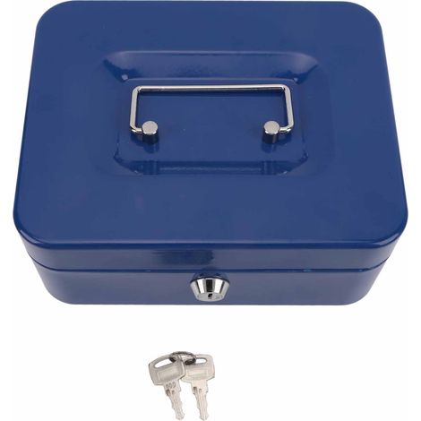 Petite caisse verrouillable portable double couche en métal sûr pour la maison et le bureau Bleu (1/5)