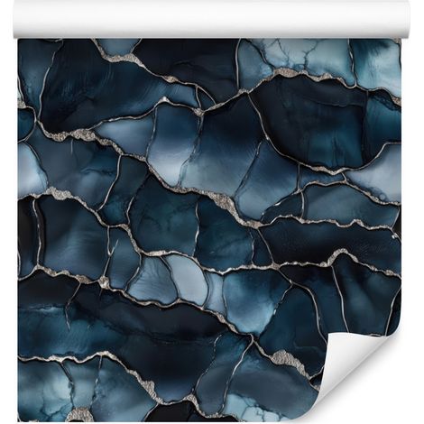 Carta da parati effetto inchiostro blu navy, blu, turchese e nero 50x1000 cm (1/5)