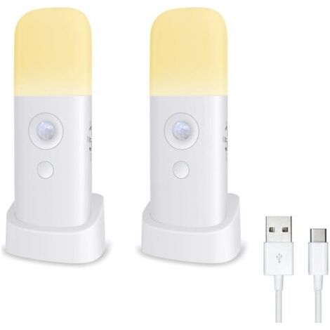 Veilleuse pour enfants, lampe à détecteur de mouvement, luminosité réglable, portable, rechargeable (paquet de 2) (1/5)