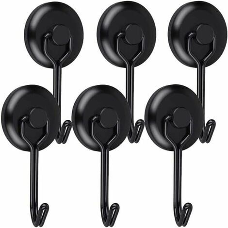 Crochet Aimanté Puissant 14 kg 20D Crochet Magnetique Frigo Noir Néodyme Pivotants Aimant Crochet Magnétique Crochets Aimantés Magnétiques pour Cuisine Torchon Tableau 6pcs (1/5)