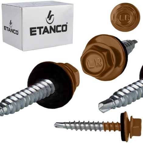 Vis Auto-perceuse - 4,8 x 35 mm - Tête Hexagonale Avec Rondelle Et Joint EPDM - Acier Galvanisé - Pour Toiture En Bois - 250 Pièces (1/4)