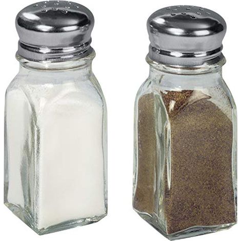 Fackelmann Set da 2 Dispenser Spargi Sale Pepe in Vetro con Chiusura a Vite in Acciaio Inossidabile, 9,5x4x4 cm - Ideali per Sale, Pepe e altre Spezie (1/4)