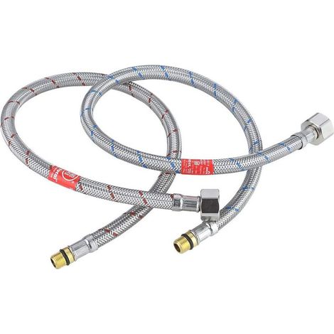 Tuyau flexible pour robinet G3/8 x M10 50 cm – Acier inoxydable 304 tressé – Résistance à la corrosion – Débit 28 L/min sous 3 bar – (1/5)