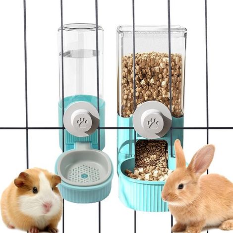 Distributeur automatique d'eau et de nourriture - Bleu - Distributeur suspendu à gravité, biberon pour cage (1/5)