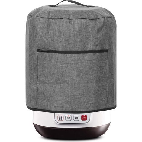 Housse Anti Poussière pour Autocuiseur, Sac de Protection pour Friteuse à Air Housse de Protection Rond avec Poche et Poignée pour Cuiseur à Riz Appareils Ménagers de Cuisine Gris Lavable (1/5)